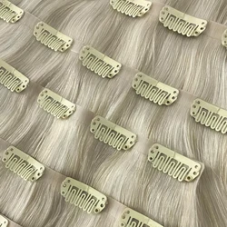 POPUKAR Megababe Ten Pieces Clip In Platinum Blonde Human Hair Extensions Set Real Human Hair 120g 7pcs Free Shipping