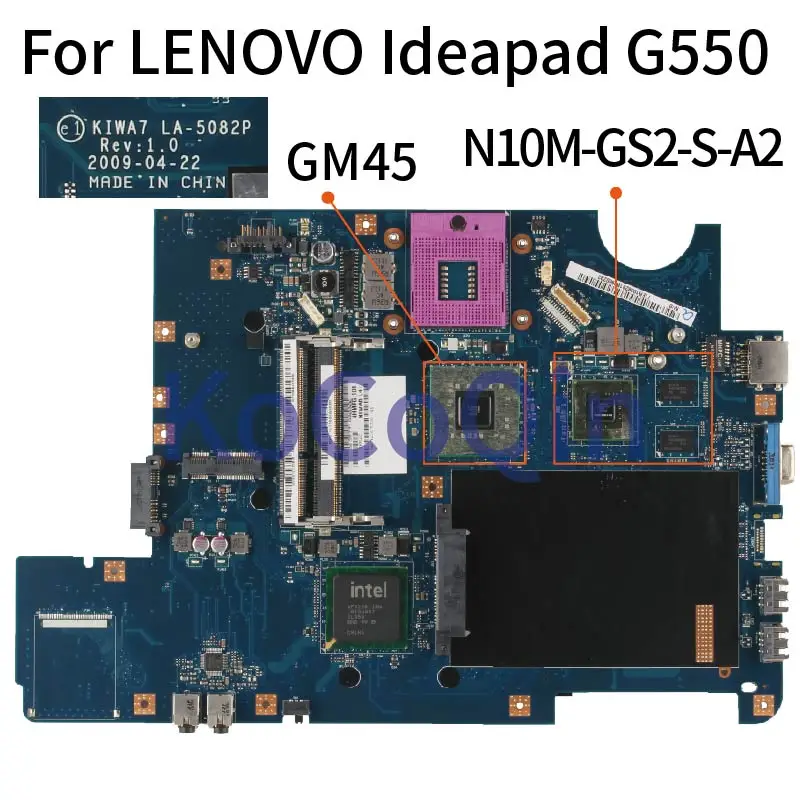 

For LENOVO Ideapad G550 Notebook Mainboard KIWA7 LA-5082P N10M-GS2-S-A2 DDR3 Laptop Motherboard