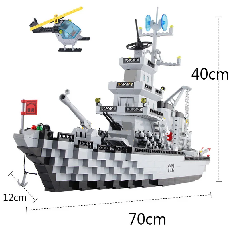 

Enlighten 970+PCS Building Blocks Military Cruiser Model Blocks Girls&Boys Educational Blocks Building Toys For Children Gift