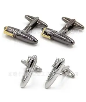 

10pairs/lot Gunblack/Silver Pen Cufflinks Copper Double Color Plating Pen Cuff Links Men's Jewelry Business Gift Wholesale