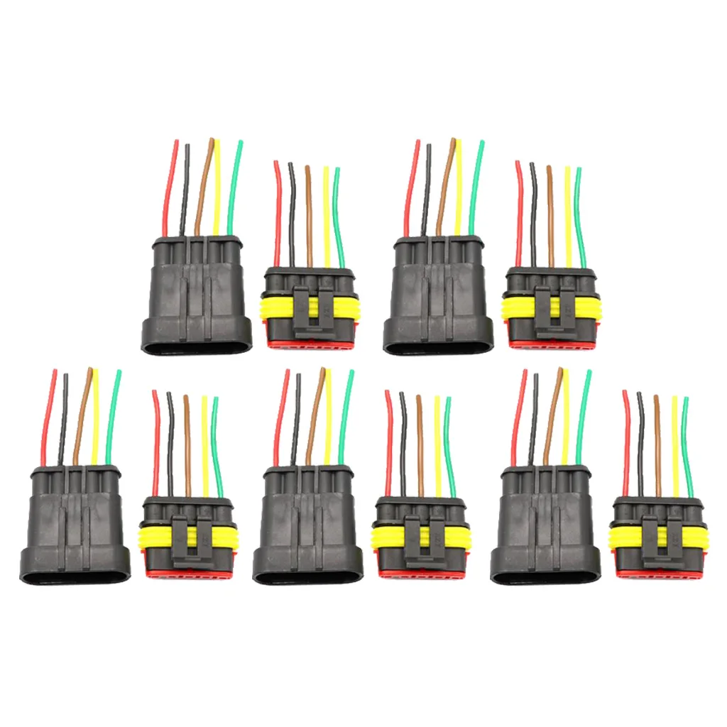 Support 5 Pin Way Car Auto Waterproof Electrical Connector Plug Socket Kit with Wire AWG Gauge Marine Pack of 5