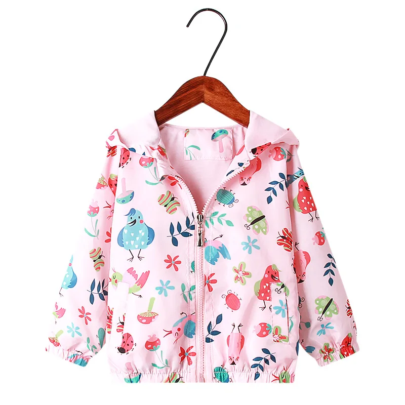 

New Jacket Girls Coats Hooded Unicorn Rainbow Pattern Baby Girls Clothes Outerwear Kids Windbreaker Girls Jackets Spring Autumn