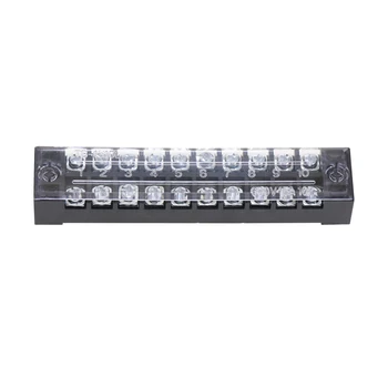 

2Pcs Dual Row 10 Position Barrier Screw Terminal Block 600V 15A TB-1510