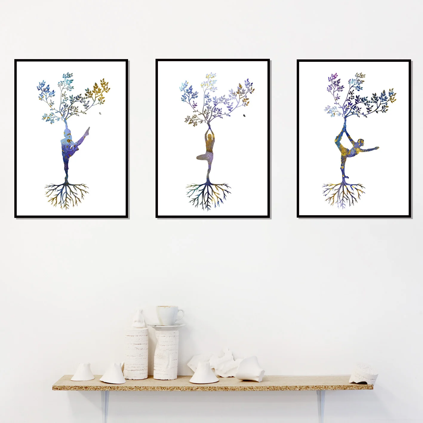 Yoga Print Tryptic Art Posters and Prints Woman Asanas Zen Wall Canvas Painting Pictures Studio Decor | Дом и сад