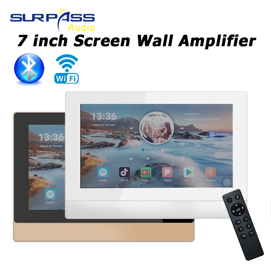 US $408.00 Smart Home Audio System 7inch Screen Wall Amplifier Touch Panel Wireless Bluetooth WIFI Android Wall Amps With Hearing Columm