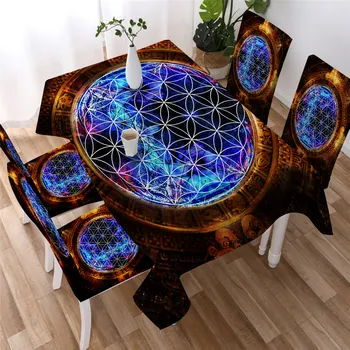 BeddingOutlet Flower of Life Tableclothes Mayan Calendar Table Cloth Waterproof Ancient Home Decor Sacred Geometry Table Cover 4