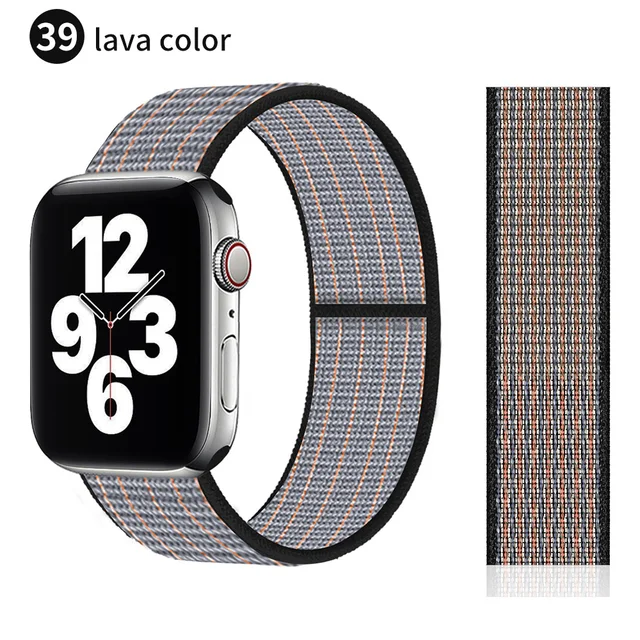Nylon Strap for Apple watch series 7 band 41mm 44mm 40mm 42mm 38mm smartwatch wristband belt sport loop bracelets iWatch 3456 se Lava color