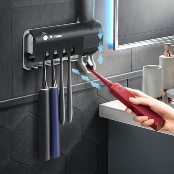 

UV Toothbrush Holder Solar Energy Charge Sterilizer Automatic Toothpaste Dispenser Squeezers Home Bathroom Accessories