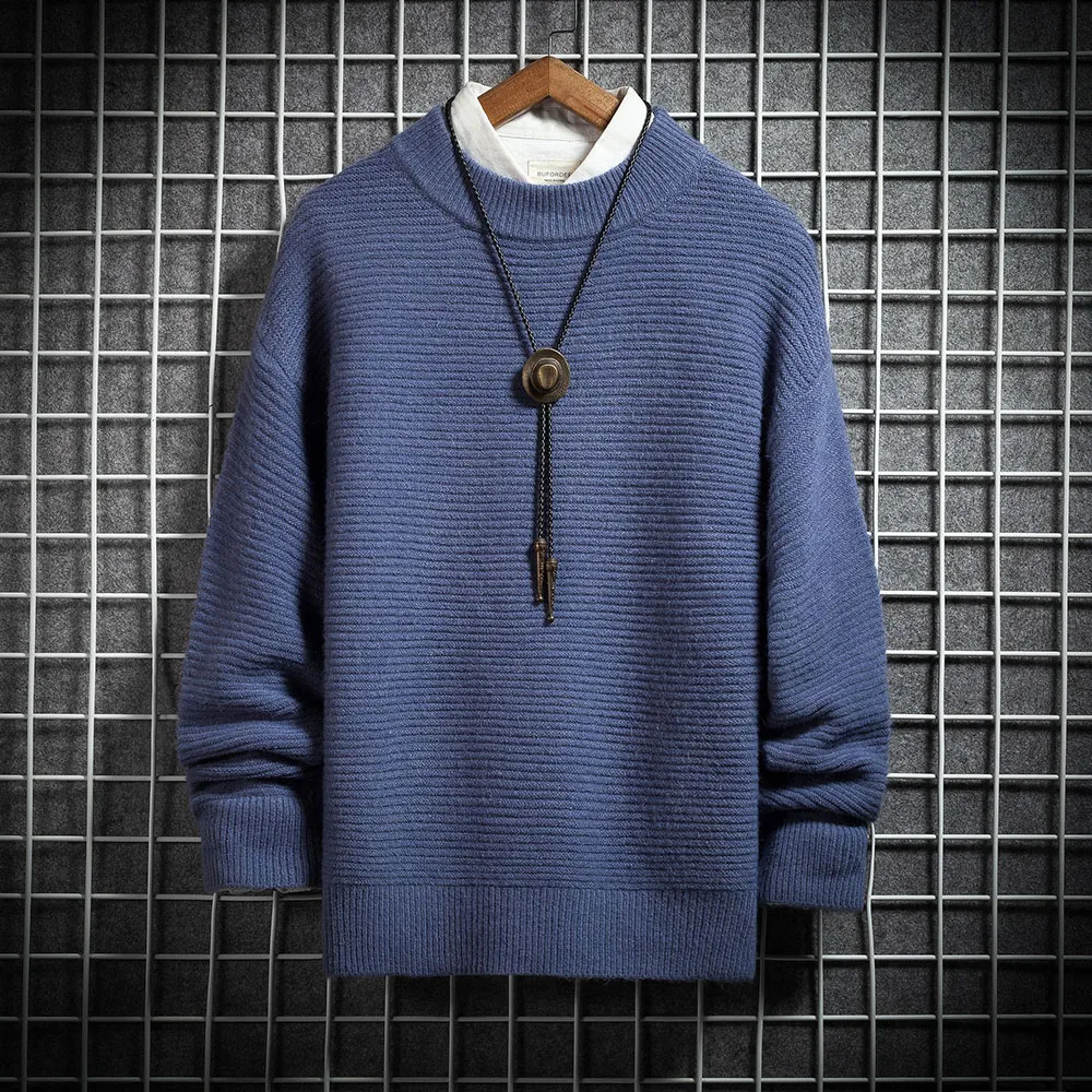 Deals Winter Sweater Men Solid Black Yellow Fashion Minimalist Knitwear Business Casual Pullover Man Knitted Sweaters Oversize Jumper