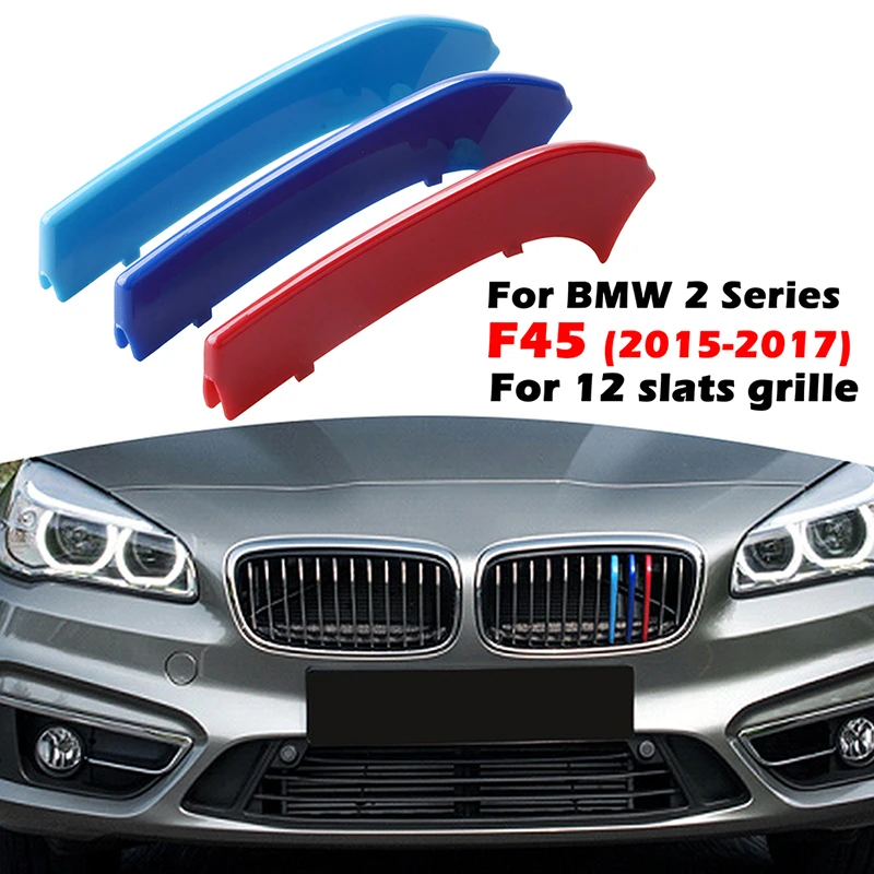 Tri-color Front Grill Slat Bar Cover for 1 3 Series M Sport Sedan Coupe 2 4 door 