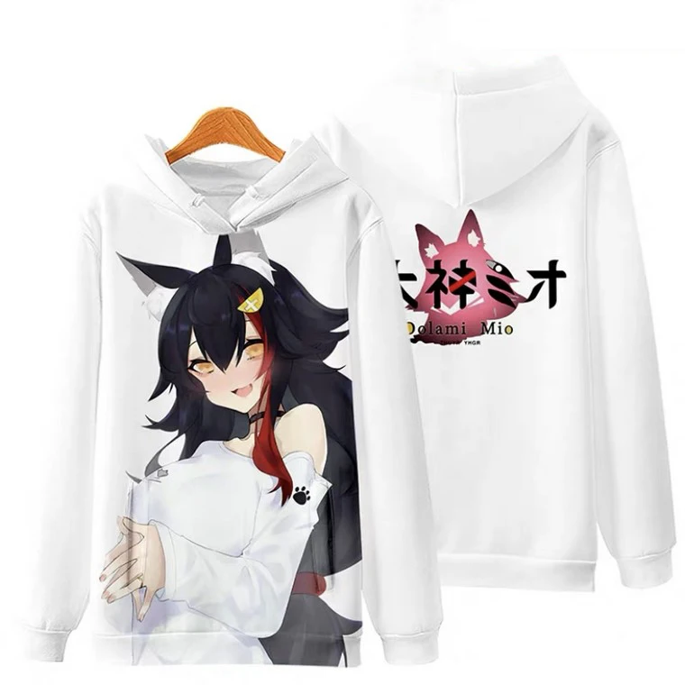 sun hoodie New Ookami Mio Hoodies Vtuber Anime Cat Girl 3D Print Streetwear Men Women Sweatshirts Hoodie Oversized Kids Pullover Tracksuits plain white hoodie