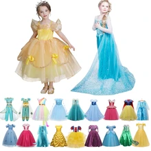 Маскарадное платье принцессы Белль для девочек на Хэллоуин; вечерние платья для костюмированной вечеринки; платье Анны и Эльзы; нарядная одежда Софии и Рапунцель