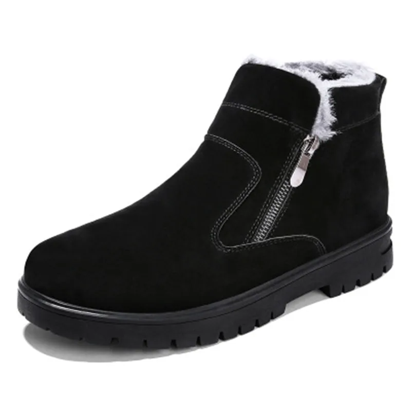 Winter Men With Fur Warm Snow Boots Comfortable Barefoot Shoes Light Anti-skid Sneakers For Male Winter Outdoor
