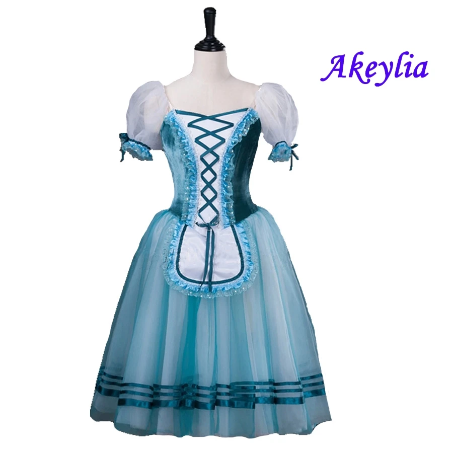Girl giselle ballet long romantic professional dress Blue green Velevt Giselle Dresses Burgundy Performance Stage Costumes Pink