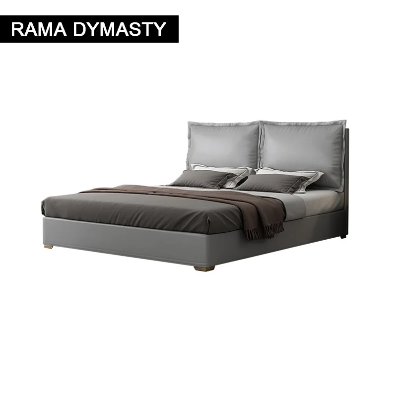 

Modern bedroom furniture gray leather soft backrest 1.8M large bed