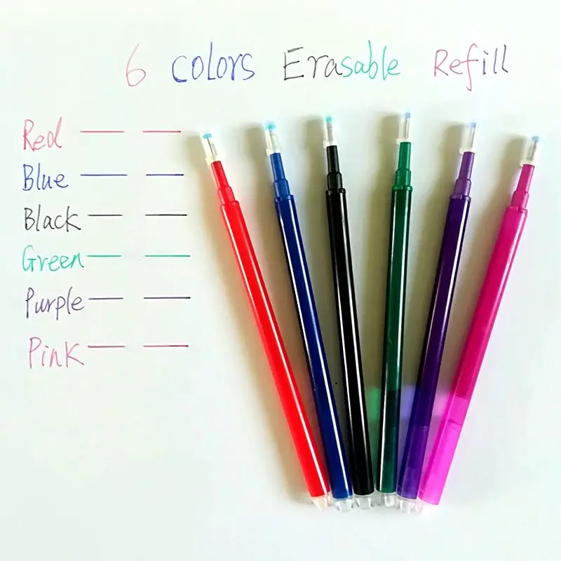 Гелевая ручка смешанного цвета, 0,7 мм, термостираемая ручка, ручка для утюга, стираемая ручка, синие, черные, красные чернила, школьные канцелярские принадлежности, офисный инструмент для письма - Цвет: 6 colors each1