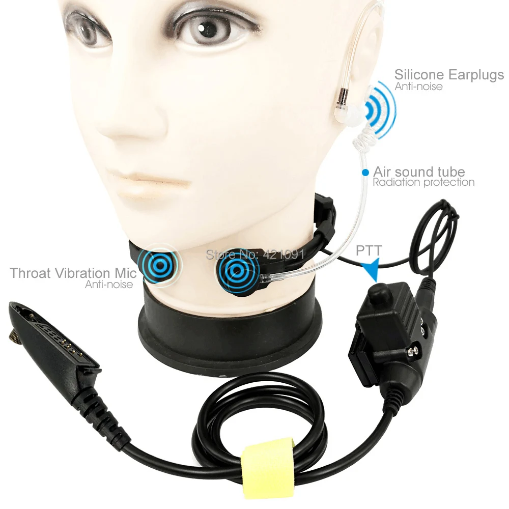 Micro-casque Gorge U94 PTT Avec écouteur - Compatible Motorola GP328/GP338 - Noir - Neuf