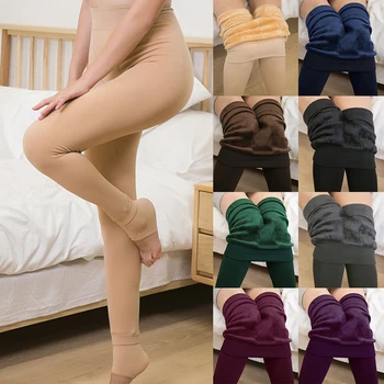 

2020 Autumn Winter Leggings Women's Keep Warm Solid Leggings for Women High Waist Thick Velvet Leggings Super Elastic