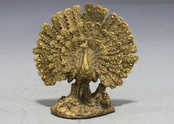 

zmrui wholesale factory China fengshui pure Brass copper peacock spreads its tail feathers statue 25% off