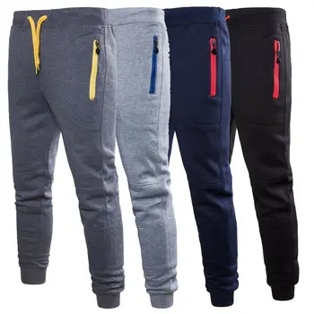 

Men Pants Skinny Slim Fit Joggers Jogging Bottom Fleece Gym Pants Zip Pockets