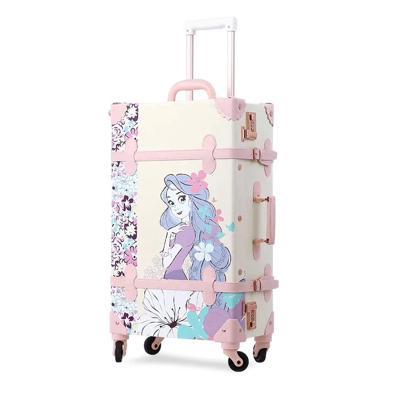 PU Leather Suitcase New Cute Cartoon PU Travel Bag Rolling Luggage sets,20"24"26"inch Women Retro Trolley Suitcase with handbag on Universal Wheels