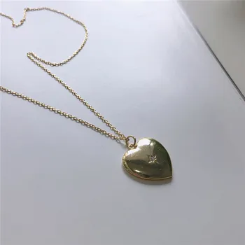 

RUIYI Women New Real 925 Sterling Silver Korean Style Heart Pendant Necklace Lovers Birthday Jewelry 18K Gold Diamond Necklace