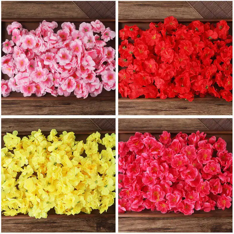 100 шт. искусственные шелковые цветы персикового цвета головки для свадебного