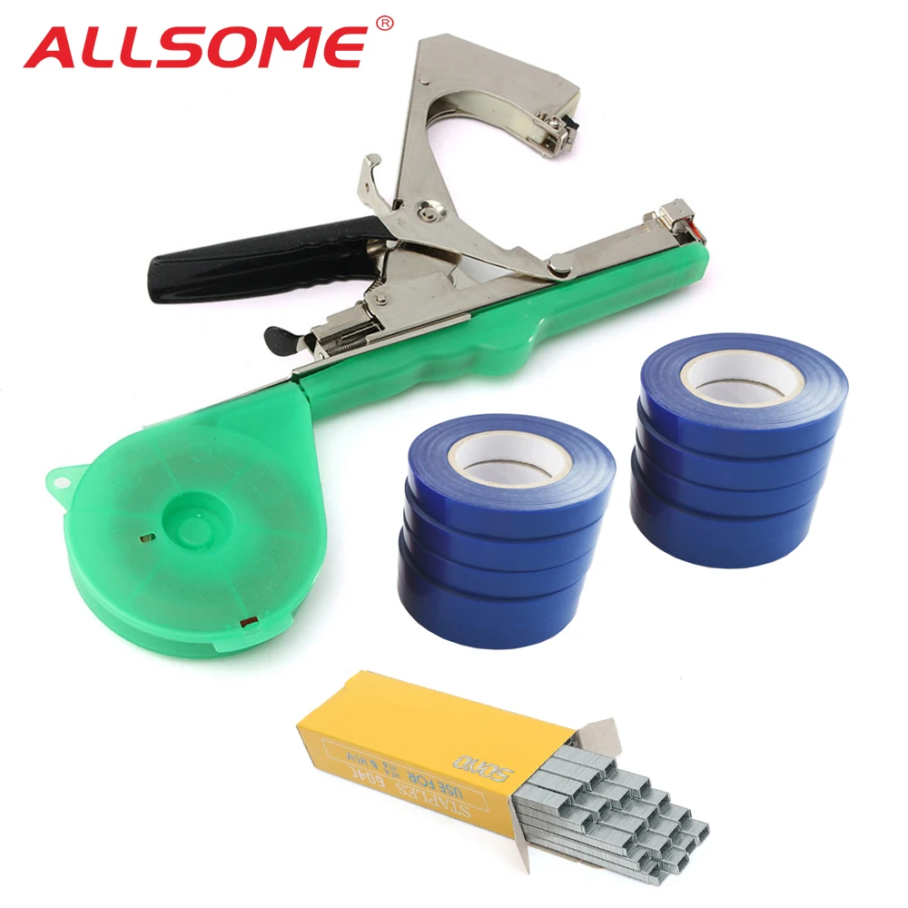 Beste ALLSOME Koppelverkoop Machine Plant Tuin Plant Tapetool Tapener + 10 Rolls Tape Set voor Groente Druif Tomaat Komkommer Peper Bloem