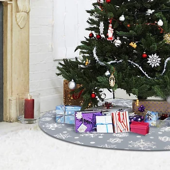 

Christmas Tree Skirt,48 Inches Tree Skirt Double Layers Grey and White Snow Carpet for Christmas Decorations