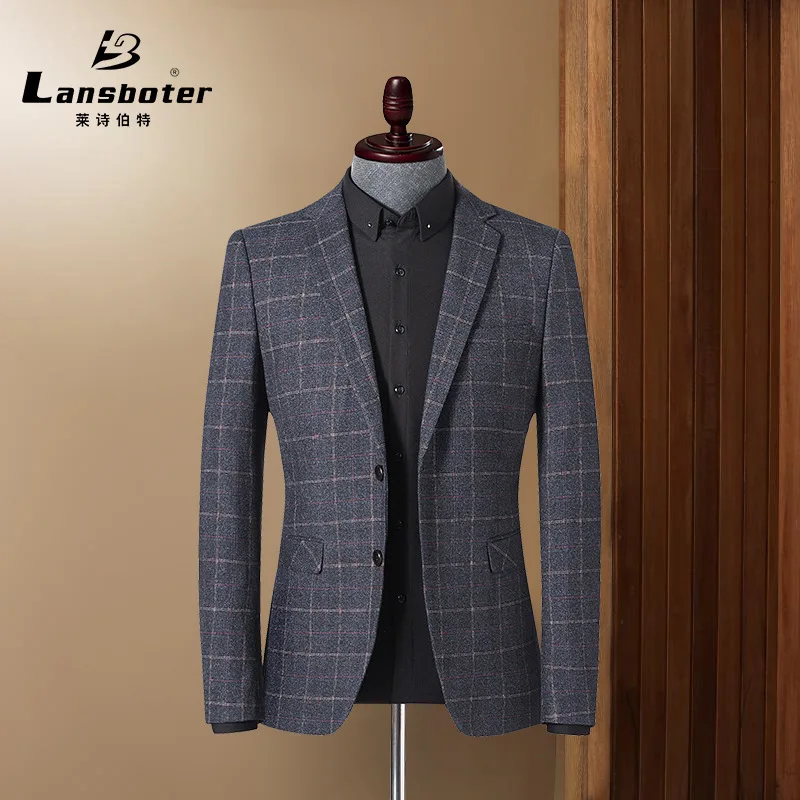 

Lansboter 2019 Spring And Autumn New Style MEN'S Business Suit Korean-style Slim Fit Young And Middle-aged Small Suit Casual Sin