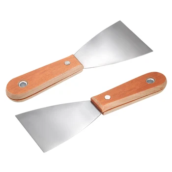

uxcell Putty Taping Paint Scraper 3" Cr-V Steel Stiff Broad Blade with Wooden Handle for Wall Floor Tile 2pcs