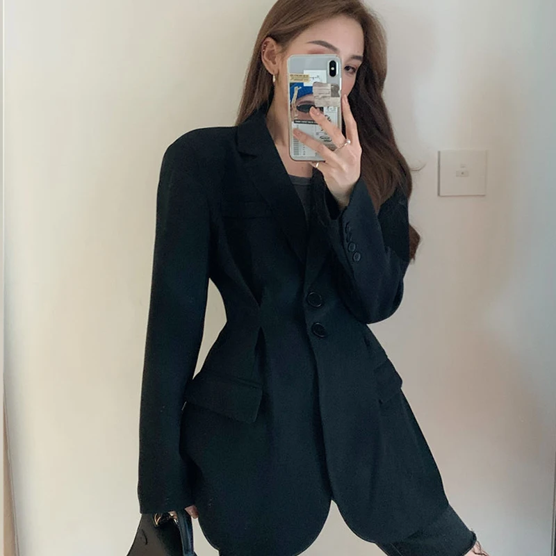 

Korean Vintage Women Chic Blazers and Jackets Winter Work Office Lady Suit Fashion Streetwear Business Female Slim Blazer Coat
