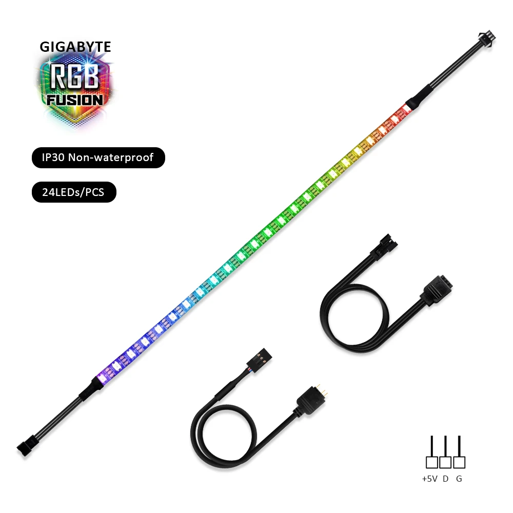 1x24Led IP30 Материнская плата Адресуемая 5В 3 Pin PC Светодиодная лента RGB PC светодиодная лента светильник, для GIGABYTE RGB Fusion(5V 3 Pin адресуемый светодиодный разъем - Испускаемый цвет: 1x24Led IP30