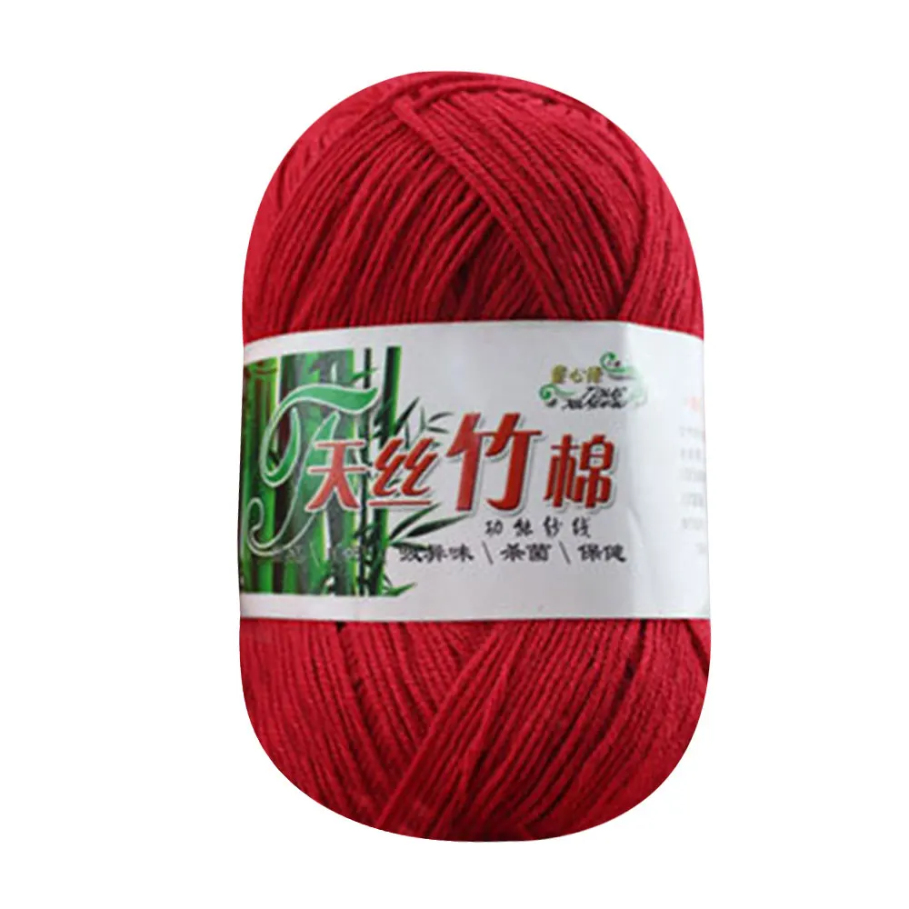 24 bright red Пряжа Удобная теплая многоцветная Мягкая 50 г бамбуковый хлопок DIY нить камвольной ткачество шарф вязание перчатки - Цвет: 24 bright red