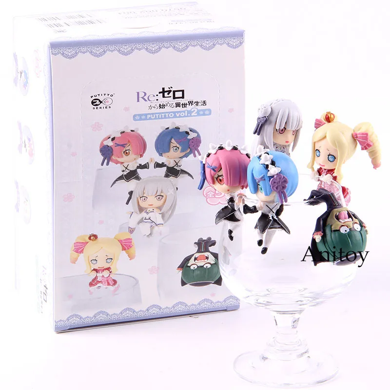 

PUTITTO Re Life in a Different World From Zero Rem Ram Emilia Beatrice Re Zero Action Figure Keychain Toys Decoration 5pcs/set