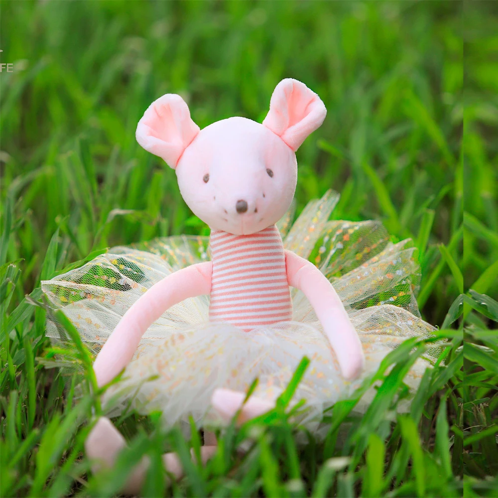 Роскошный Розовый балетный мышонок плюшевые игрушки прекрасные чучела игрушки для крыс с платьем Экологичная Мягкая кукла для малышей подарок для девочек