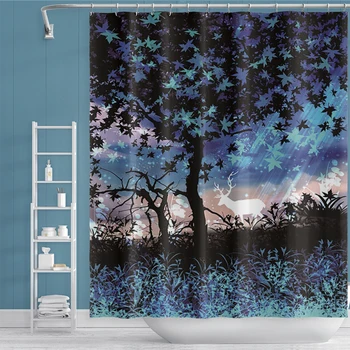 

Fashion Natural Scenery Art Wall Hanging Shower Curtain Bathroom Toilet Partition Waterproof Bath Screens for Bathroom Decor