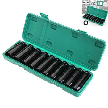 

10pcs/set 8-24mm 1/2" Drive Deep Impact Socket Set Heavy Metric Garage Tool for Wrench Adapter Hand Tool Set