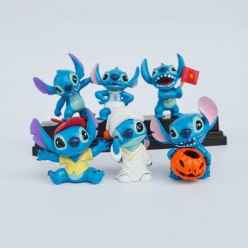 

6Pcs/set Halloween Pumpkin Stitch Mini Figures PVC Action Figure Toy Miniature Toys Adorable Collectible Model For Children Gift