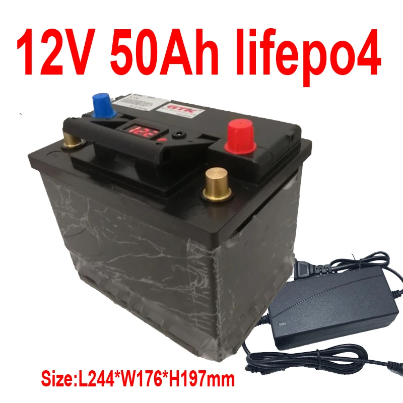 GTK литиевая 12,8 V 12V 50AH lifepo4 батарея BMS 4S глубокий цикл кодер для гольфа RV для хранения солнечной энергии портативная мощность+ 6A зарядное устройство