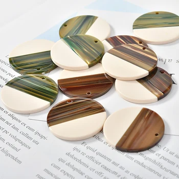 

Resin Stitching Contrasting Green Color round Pendant DIY Bracelet Necklace Making Earrings Pendant Parts Material Accessories
