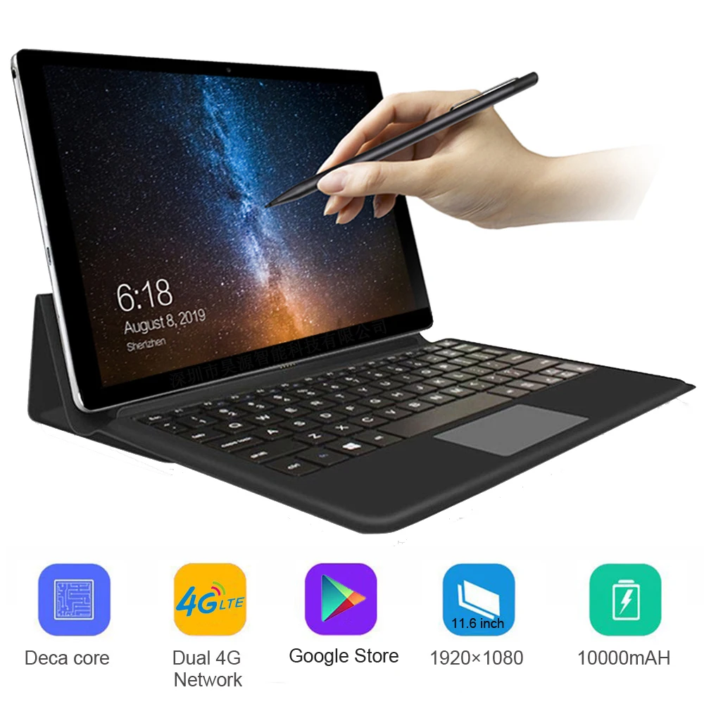 Online 11,6 zoll Zeichnung Tablet Laptop 4G LTE Android Tablet 2 in 1 Tablet Mit Tastatur MT6797 sim karte Metall tablet mit gps wifi
