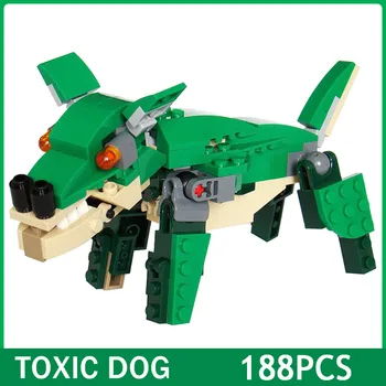 

Cartoon Toxic Dog Model MOC Building Blocks Green Strange Puppy Compatible Bricks Creative DIY Children Toys for Kids Gifts