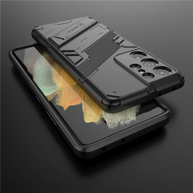 Armor Cyber Shockproof Case For Samsung Galaxy S21 FE S22 Ultra Plus M31 M51 A12 A13 A32 A52 A72 A53 A33 A03S Slim Stand Cover galaxy s21 fe 5g case