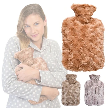 

Soft Warm Winter Portable Reusable Safe Hot Water Bottle Protective with Plush Cover Washable Leak Proof Pain Relief for Women