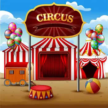 

Baby Cartoon Circus Cruise Birthday Party Tent Balloons Amusement Banner Baby Photo Background Photography Backdrop Photo Studio