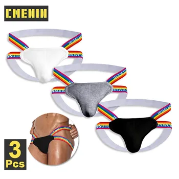 

3Pcs Sexy Gay Men Underwear Thong Mens G String Underpants Cotton Breathable Jockstrap Pouch Men Underwear Bikini OR505