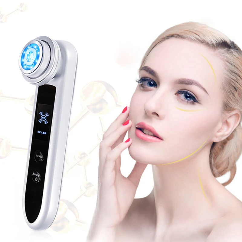 

7 IN 1 EMS Mesotherapy Electroporation RF Radio Frequency Red&Blue Light LED Photon Skin Care Device Ion Import Wrinkle Removal
