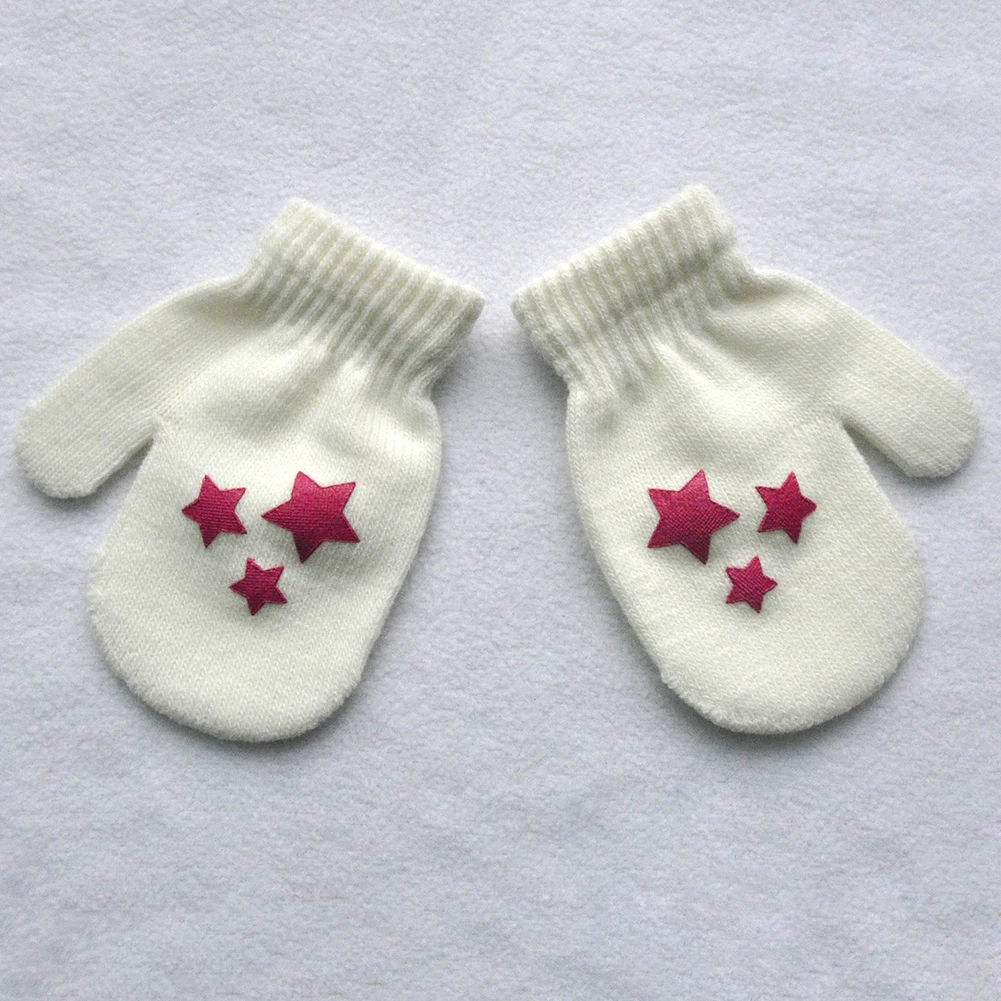 SANWOOD/1 пара зимних милых антицарапки для новорожденных, Хлопковые вязаные варежки с принтом звезды и сердца для малышей
