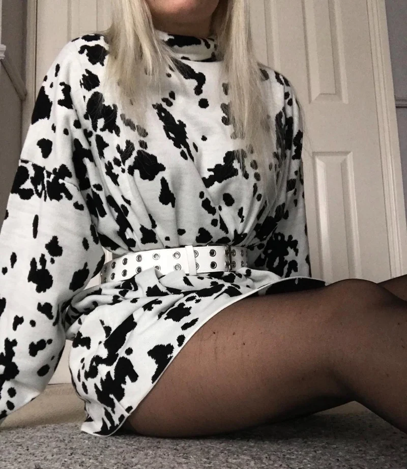 White Neve Jumper Dress Dalmatian Print 